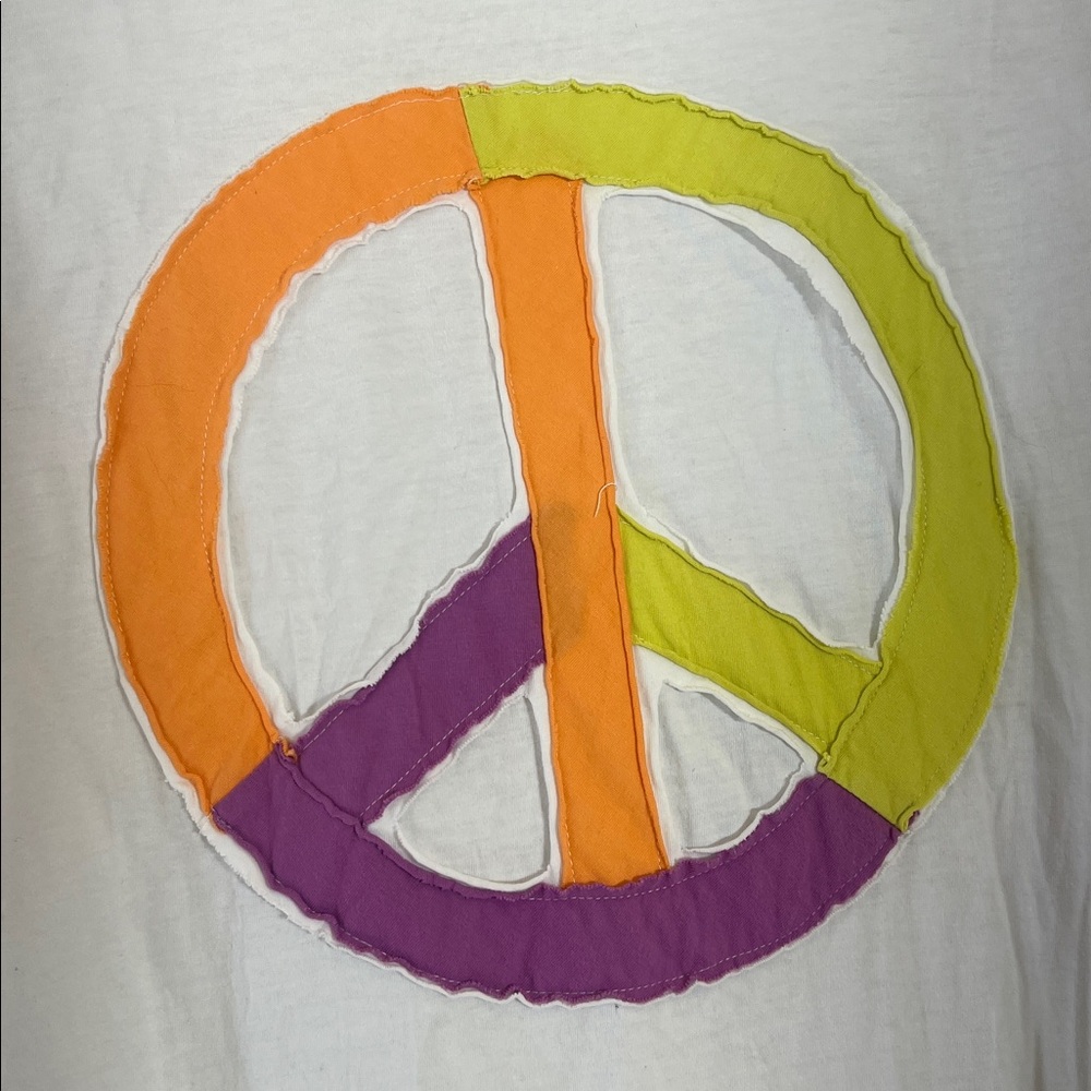 Sage + Fig color block Peace Appliqué T-shirt size small - Picture 3 of 9